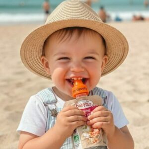 Enfant à la plage avec embout My Spouty